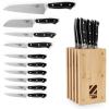 DASH Zakarian by DASH 11-Piece German Steel Kitchen Knife Set with 7″ Chef, 5″ Santoku, 5″ Serrated Utility, 3.5″ Paring, 6 Steak Knives and Magnetic Bamboo Knife Block, Blue(11 Piece Knife Block Set  Black)