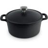 DASH Zakarian by DASH 4.5 Qt Nonstick Cast Iron Dutch Oven, Titanium Ceramic Nonstick Pot with Lid and Handles, Blue(Black)