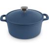 DASH Zakarian by DASH 4.5 Qt Nonstick Cast Iron Dutch Oven, Titanium Ceramic Nonstick Pot with Lid and Handles, Blue(Blue)