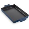 DASH Zakarian by Dash 9″x13″ Nonstick Cast Iron Pan with Pour Spout and Removable Silicone Grips for Searing, Baking, Broiling, Grilling and more – Grey(Blue)