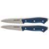 Zakarian by Dash 2 Piece Chef Grade German Steel Paring Knife Set with Smooth and Serrated Blades for Chopping, Dicing, Mincing, Slicing and More – White(Blue)