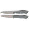 Zakarian by Dash 2 Piece Chef Grade German Steel Paring Knife Set with Smooth and Serrated Blades for Chopping, Dicing, Mincing, Slicing and More – White(Gray)