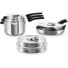 Zakarian by Dash TruPro™ 10 Piece Nonstick Stainless Steel Cookware Set with Straining Lids- Black(Black)