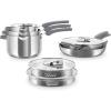 Zakarian by Dash TruPro™ 10 Piece Nonstick Stainless Steel Cookware Set with Straining Lids- Black(Gray)