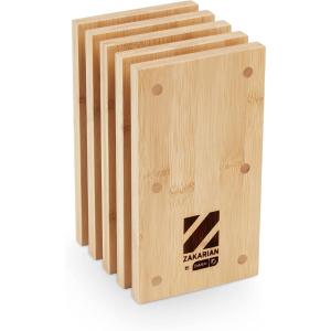 DASH Zakarian by DASH 11-Piece German Steel Kitchen Knife Set with 7″ Chef, 5″ Santoku, 5″ Serrated Utility, 3.5″ Paring, 6 Steak Knives and Magnetic Bamboo Knife Block, Blue(Knife Block)