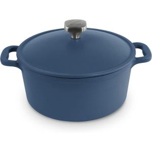 DASH Zakarian by DASH 4.5 Qt Nonstick Cast Iron Dutch Oven, Titanium Ceramic Nonstick Pot with Lid and Handles, Blue(Blue)