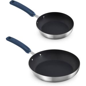 Zakarian by Dash 12″ TruPro Nonstick Stainless Steel Fry Pan- Grey(Blue)