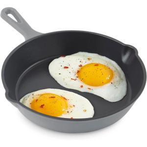 Zakarian by Dash 9.5 Inch Small Nonstick Cast Iron Skillet, Titanium Ceramic Coated Frying Pan, Blue(Gray)