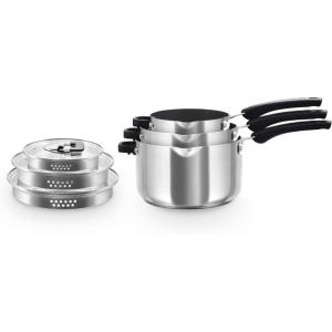Zakarian by Dash Trupro Nonstick Stainless Steel 6pc Stacking Sauce Pan Set – Black(Black)