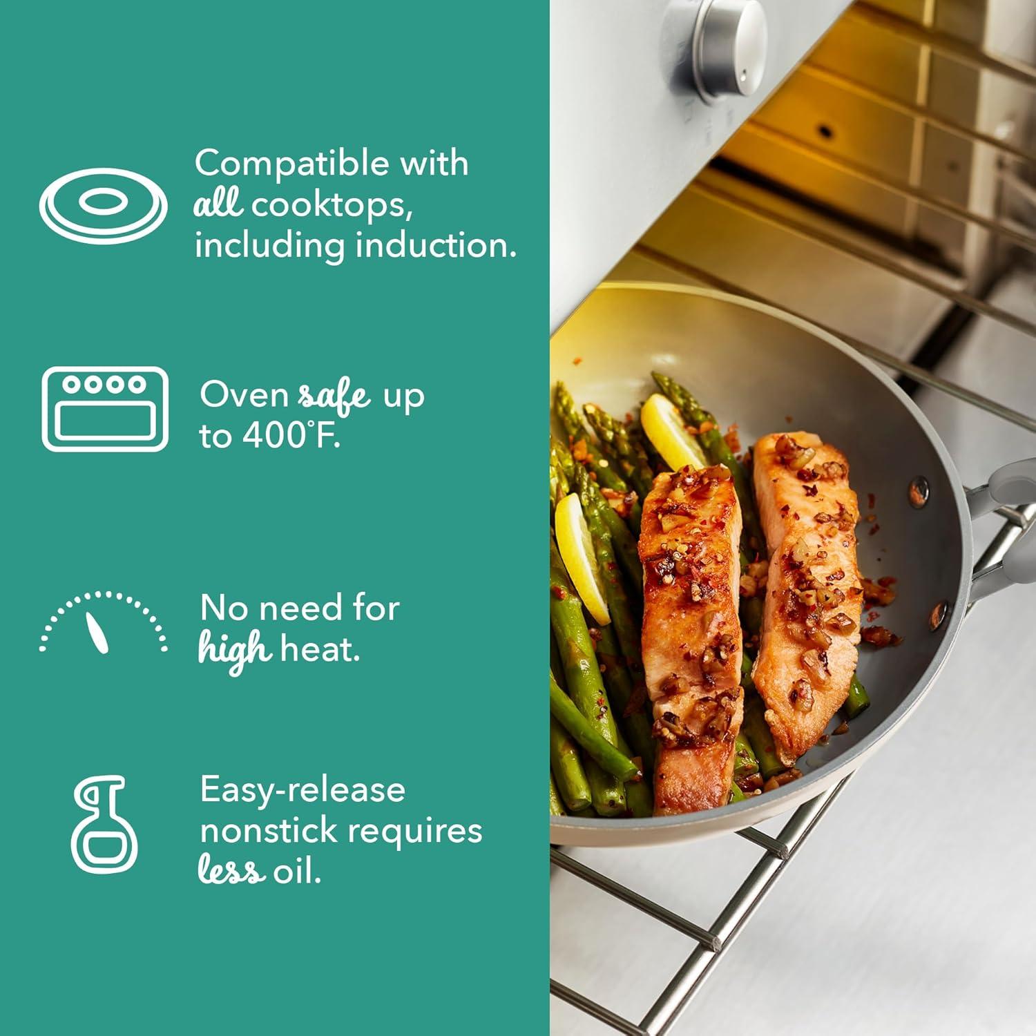 imageDASH Dream Green Nonstick Ceramic Cookware Set 15 Piece Pink Recycled Aluminum and Ceramic Nonstick Cookware Set Oven Safe and Compatible with All CooktopsCream