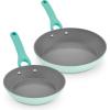 DASH Dream Green Nonstick Ceramic Cookware Set, 15 Piece, Pink – Recycled Aluminum and Ceramic, Nonstick Cookware Set, Oven Safe and Compatible with All Cooktops(Aqua)