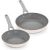 DASH Dream Green Nonstick Ceramic Cookware Set, 15 Piece, Pink – Recycled Aluminum and Ceramic, Nonstick Cookware Set, Oven Safe and Compatible with All Cooktops(Cream)