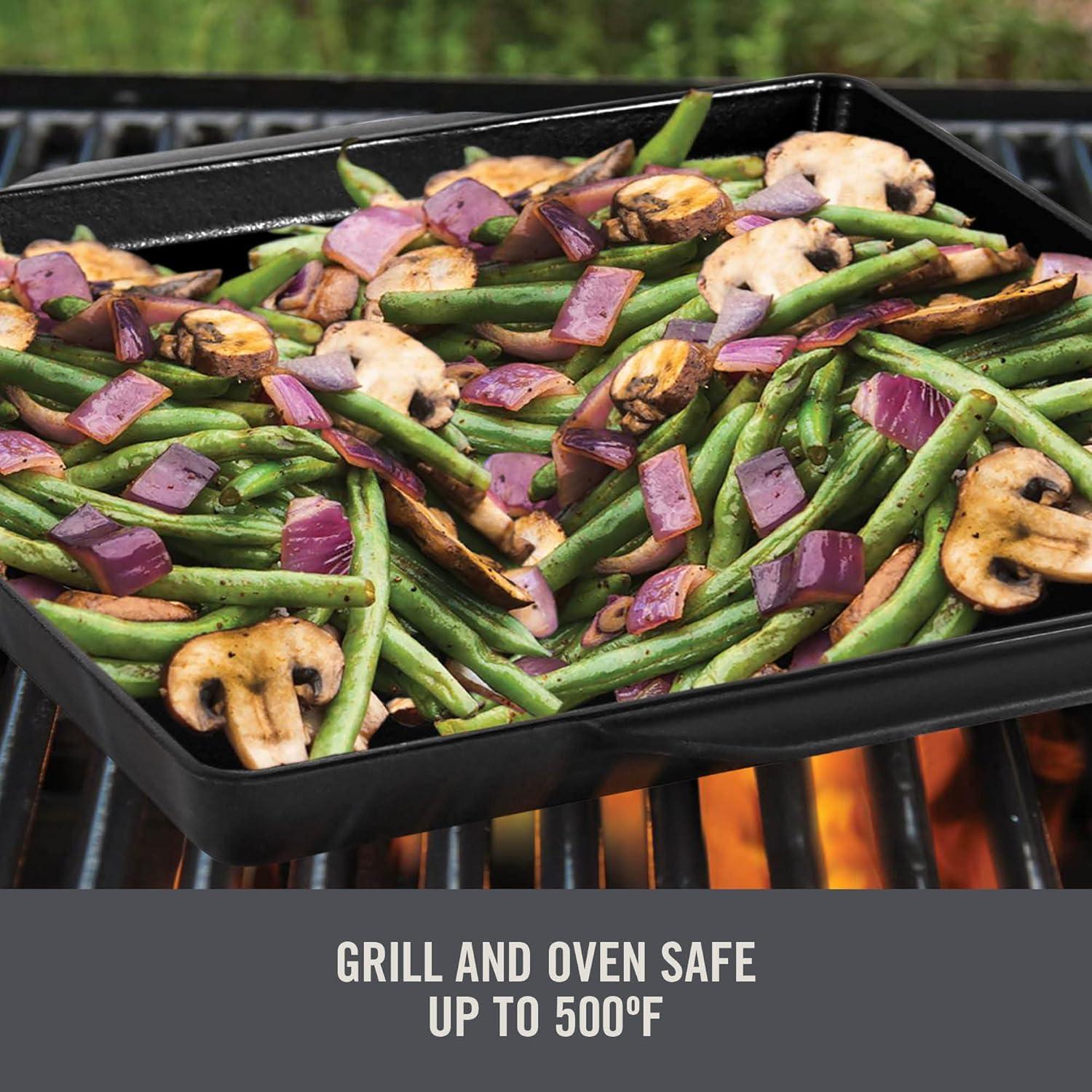 imageZakarian by Dash 12quotx12quot Nonstick Cast Iron Grill Topper for Perfect Sear on Steaks Burgers Fish Vegetables and More  Black