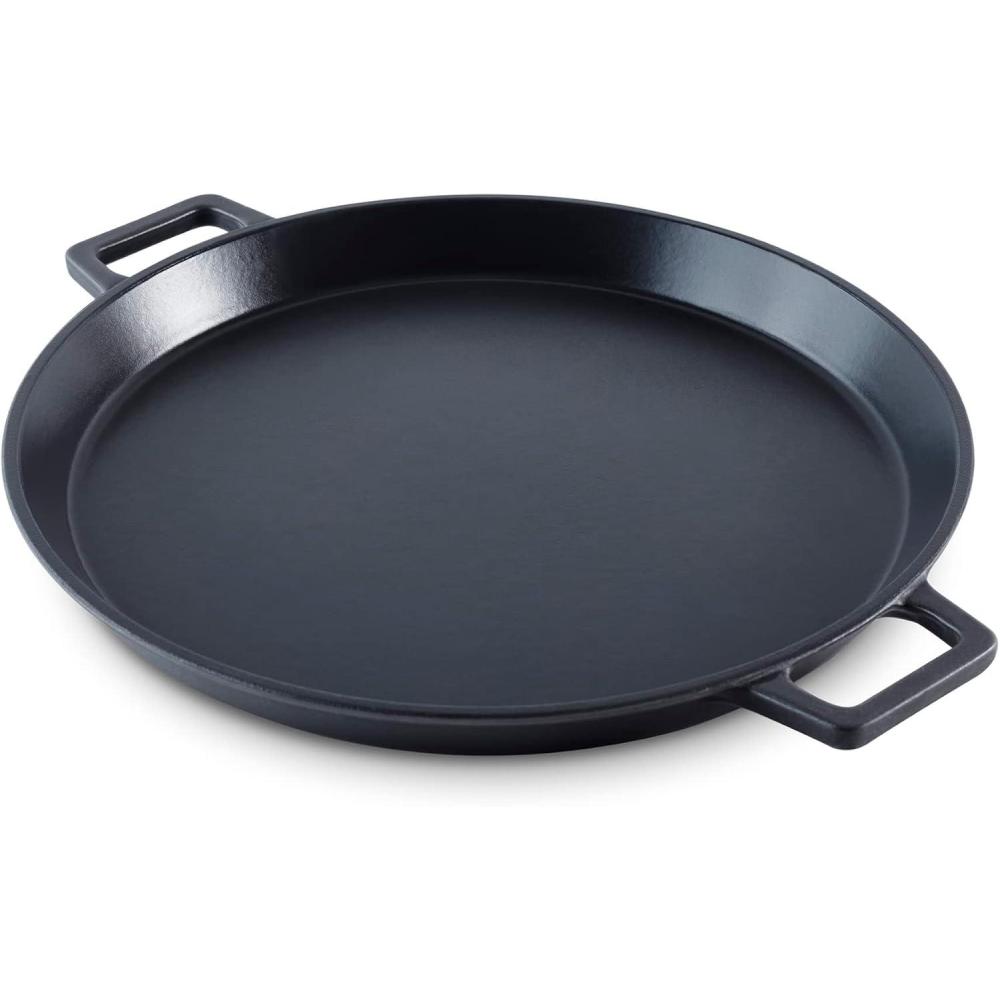 imageZakarian by Dash 13 Inch Nonstick Cast Iron Dual Handle Pan Titanium Ceramic Coated Frying Pan GreyBlack