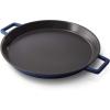 Zakarian by Dash 13 Inch Nonstick Cast Iron Dual Handle Pan, Titanium Ceramic Coated Frying Pan, Grey(Blue)