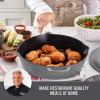 Zakarian by Dash 4.5QT Nonstick Cast Iron Deep Skillet with Cast Iron Lid for Family-Sized Meals, Frying, Roasting, Baking, One-Pot Meals and More – Black(Gray)