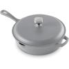 Zakarian by Dash 4.5QT Nonstick Cast Iron Deep Skillet with Cast Iron Lid for Family-Sized Meals, Frying, Roasting, Baking, One-Pot Meals and More – Black(Gray)