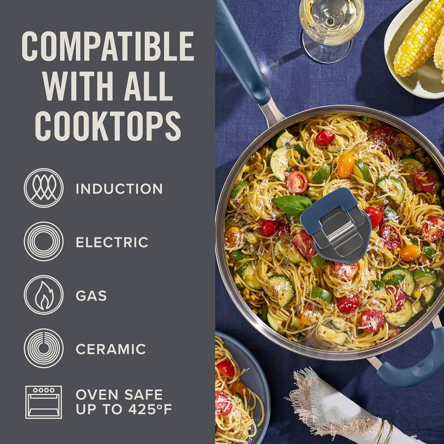 imageDASH Zakarian 5qt TruPro Stainless Steel Saute Pan with Lid  BlackBlue