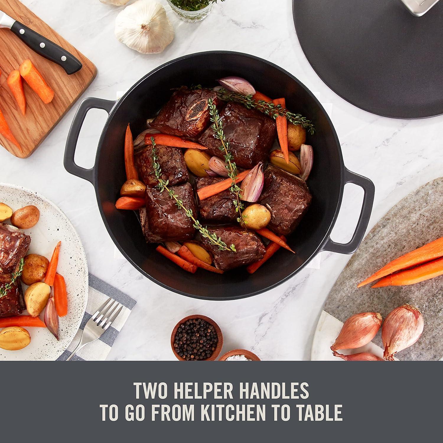 imageDASH Zakarian by Dash 45Qt Nonstick Cast Iron Braiser for Braising Frying and More  BlackBlack