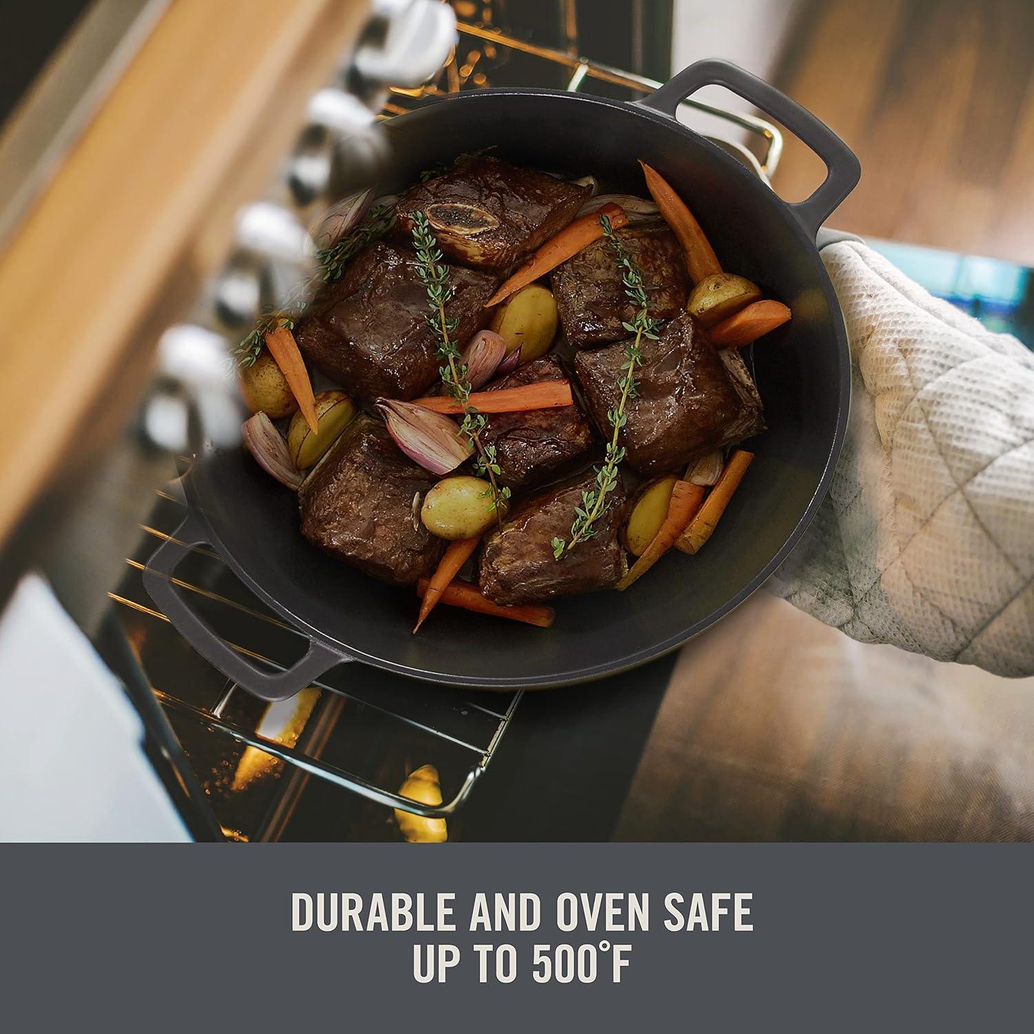 imageDASH Zakarian by Dash 45Qt Nonstick Cast Iron Braiser for Braising Frying and More  BlackBlack