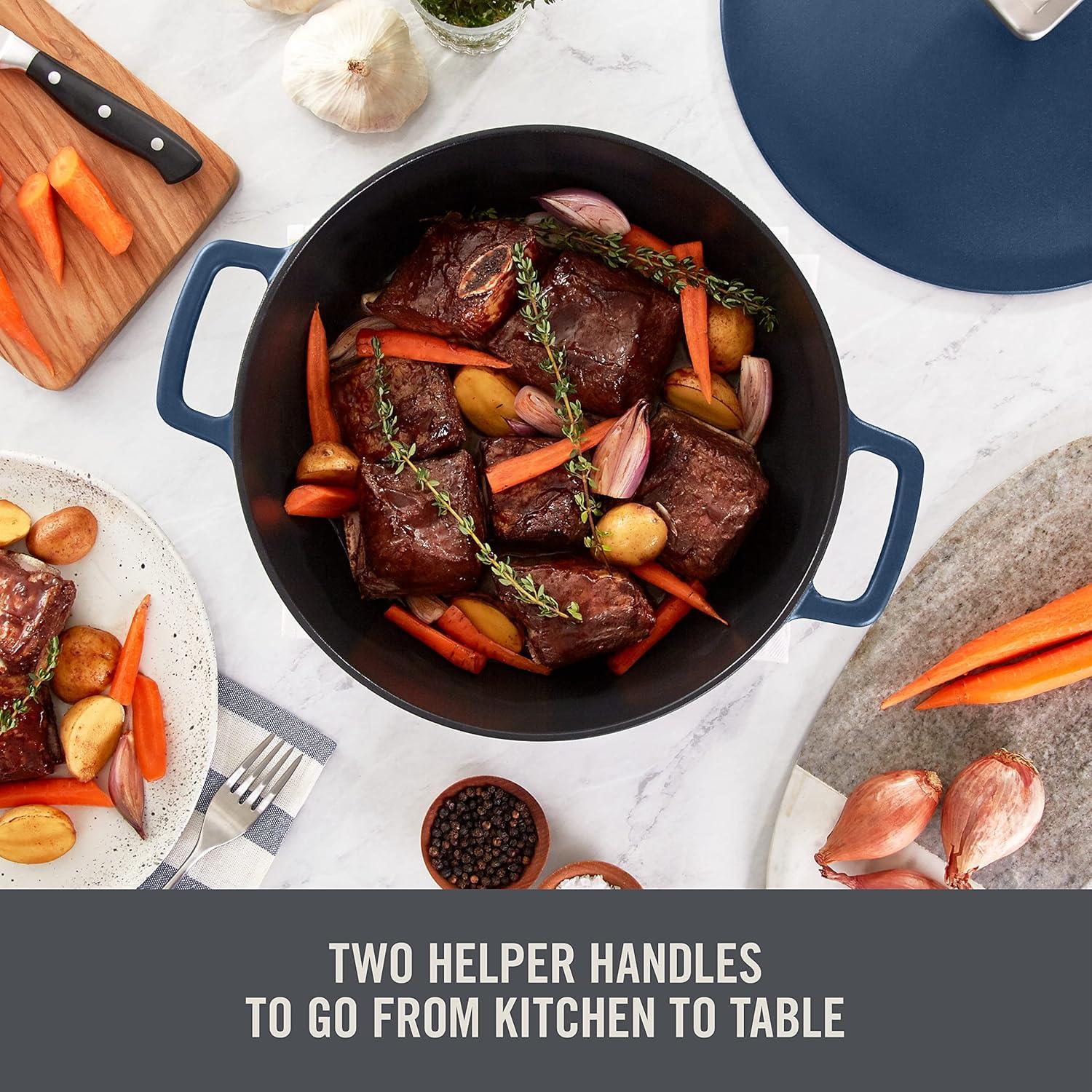 imageDASH Zakarian by Dash 45Qt Nonstick Cast Iron Braiser for Braising Frying and More  BlackBlue