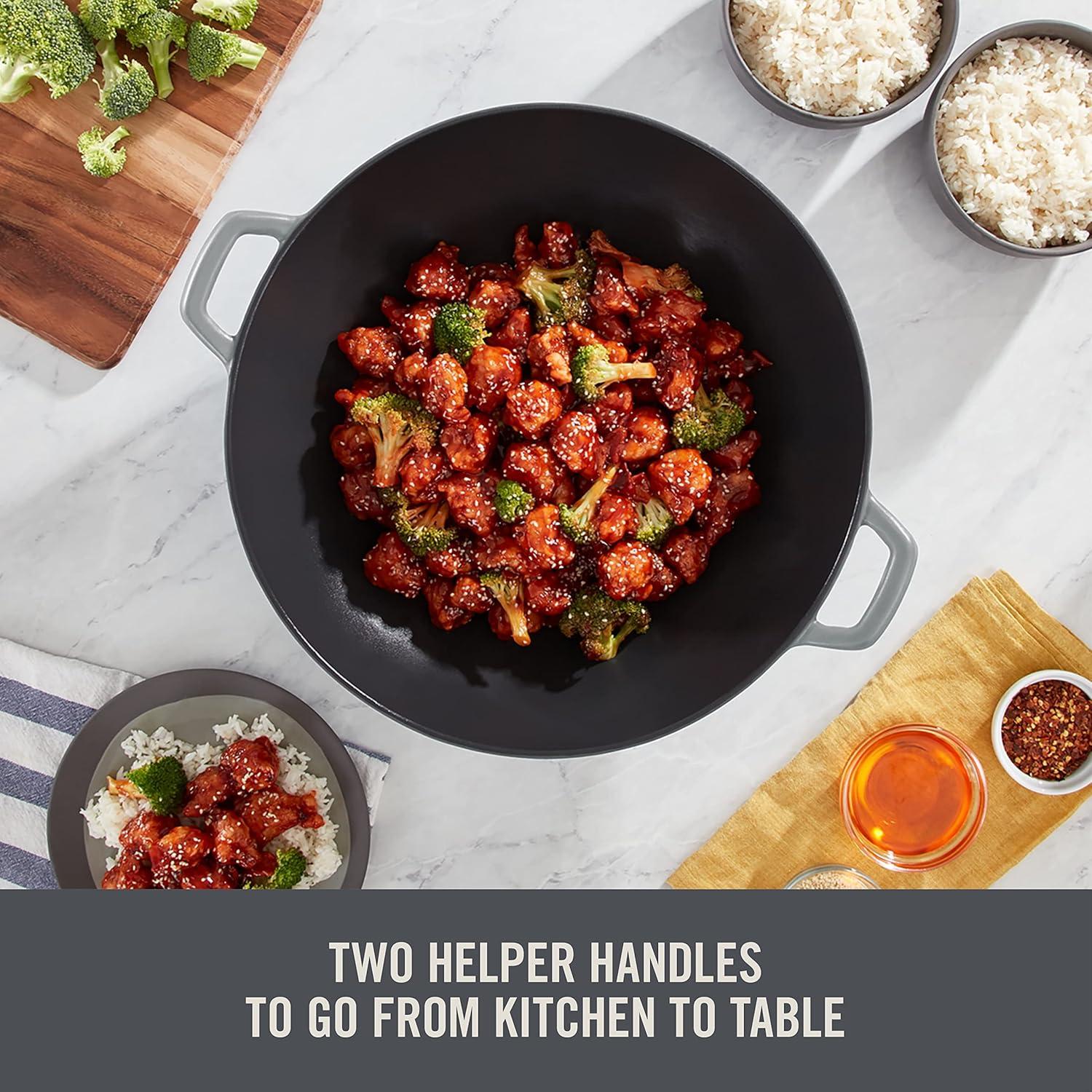 imageZakarian By Dash 14 Nonstick Cast Iron Wok for Restaurant Quality Stir Fry Seafood Deep Frying and Steaming  GreyGray