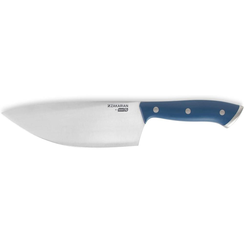 imageDASH Zakarian 7quot German Steel Rocking Chef Knife with Sheath Perfect for Vegtables RedBlue
