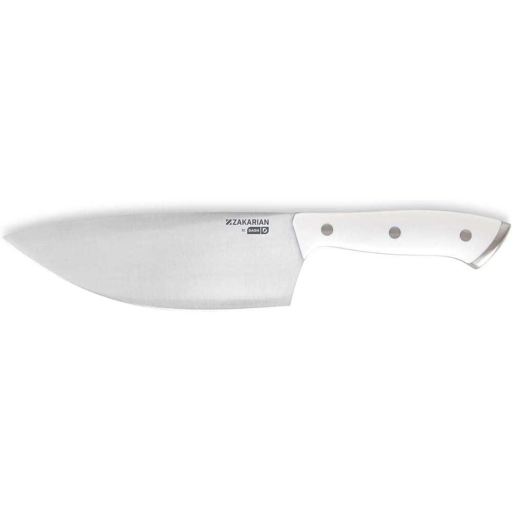 imageDASH Zakarian 7quot German Steel Rocking Chef Knife with Sheath Perfect for Vegtables RedWhite