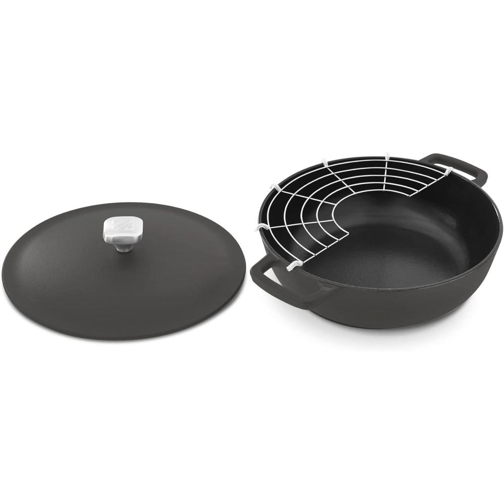 imageDASH Zakarian by Dash 45Qt Nonstick Cast Iron Braiser for Braising Frying and More  BlackBlack