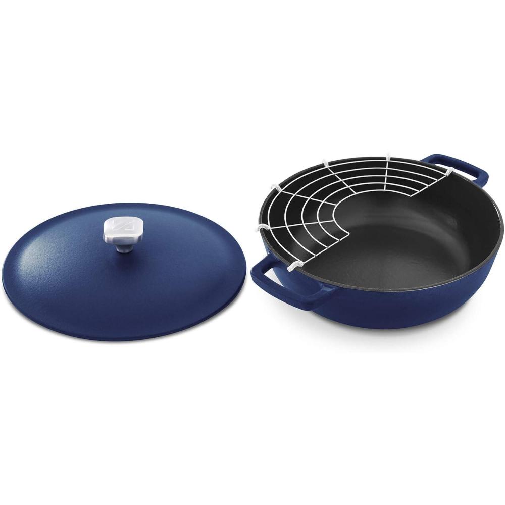 imageDASH Zakarian by Dash 45Qt Nonstick Cast Iron Braiser for Braising Frying and More  BlackBlue