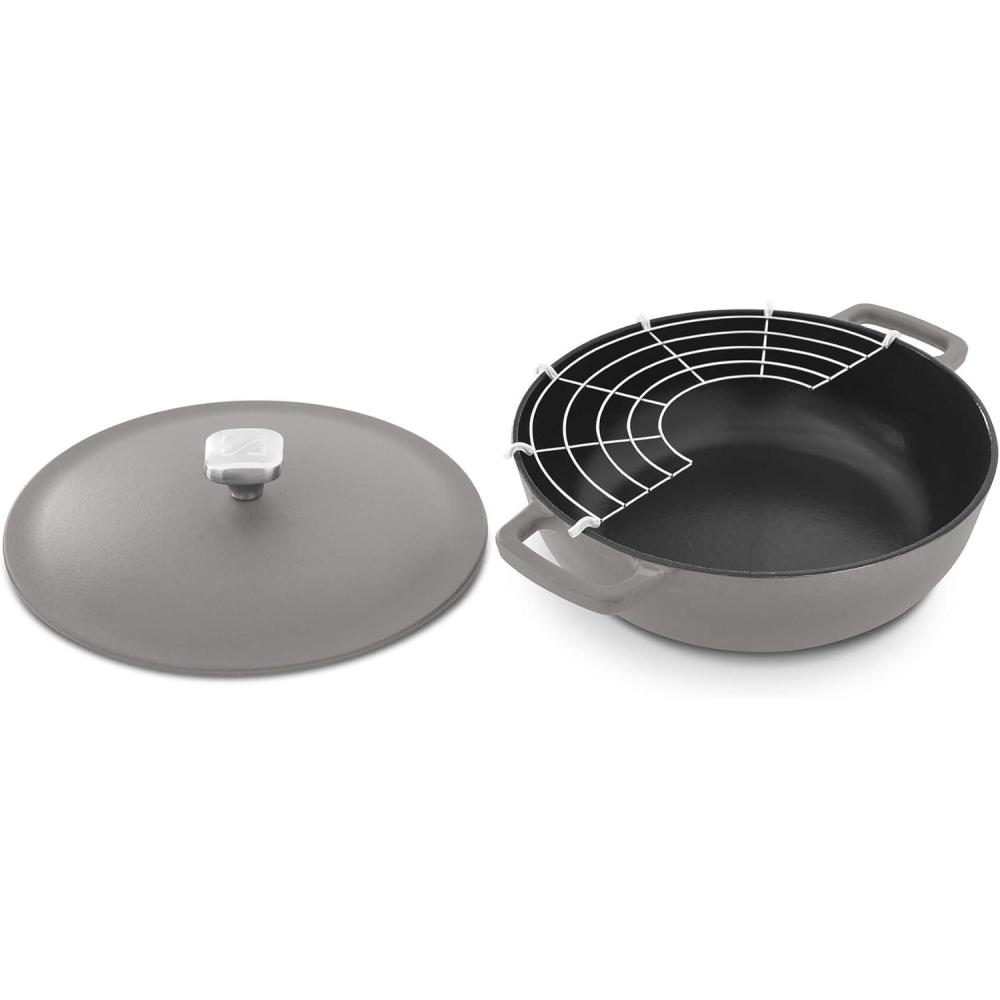 imageDASH Zakarian by Dash 45Qt Nonstick Cast Iron Braiser for Braising Frying and More  BlackGray