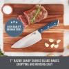 DASH Zakarian 7″ German Steel Rocking Chef Knife with Sheath, Perfect for Vegtables, Red(Blue)
