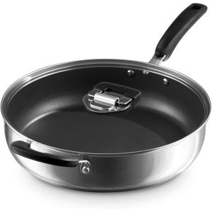 DASH Zakarian 5qt TruPro Stainless Steel Saute Pan with Lid – Black(Black)