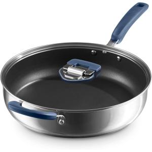 DASH Zakarian 5qt TruPro Stainless Steel Saute Pan with Lid – Black(Blue)