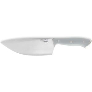 DASH Zakarian 7″ German Steel Rocking Chef Knife with Sheath, Perfect for Vegtables, Red(Gray)