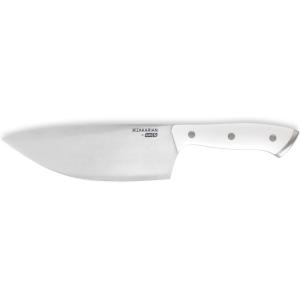 DASH Zakarian 7″ German Steel Rocking Chef Knife with Sheath, Perfect for Vegtables, Red(White)