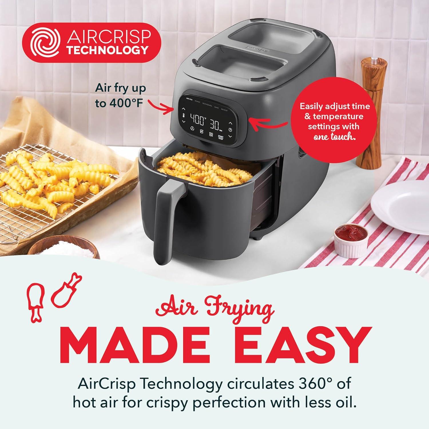 imageDash Flip ampamp Fry Digital 2in1 Grill Air Fryer with 5 functions 7 Qt Capacity Air fryer ampamp Indoor Grill for fries wings burgers and more Forged Iron