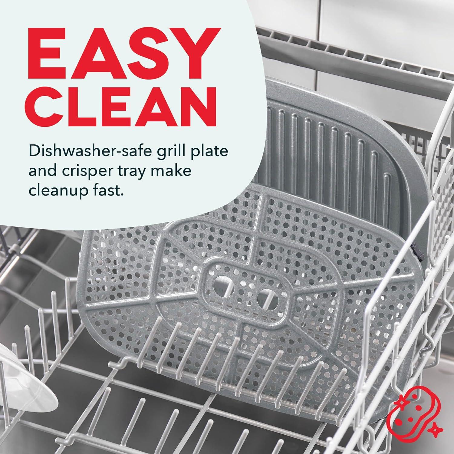 imageDash Flip ampamp Fry Digital 2in1 Grill Air Fryer with 5 functions 7 Qt Capacity Air fryer ampamp Indoor Grill for fries wings burgers and more Forged Iron