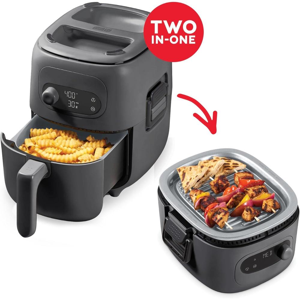 imageDASH Flip ampamp Fry 2in1 Grill  Air Fryer 3 QT