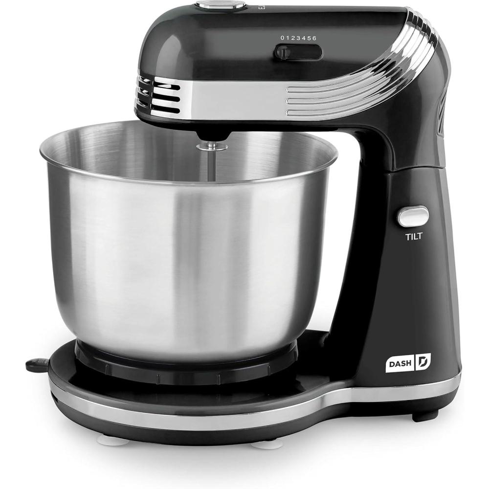 imageDash Stand Mixer Electric Mixer for Everyday Use 6 Speed Stand Mixer with 3 Quart Stainless Steel Mixing Bowl Dough Hooks ampamp Mixer Beaters for Dressings Frosting Meringues ampamp More AquaBlack