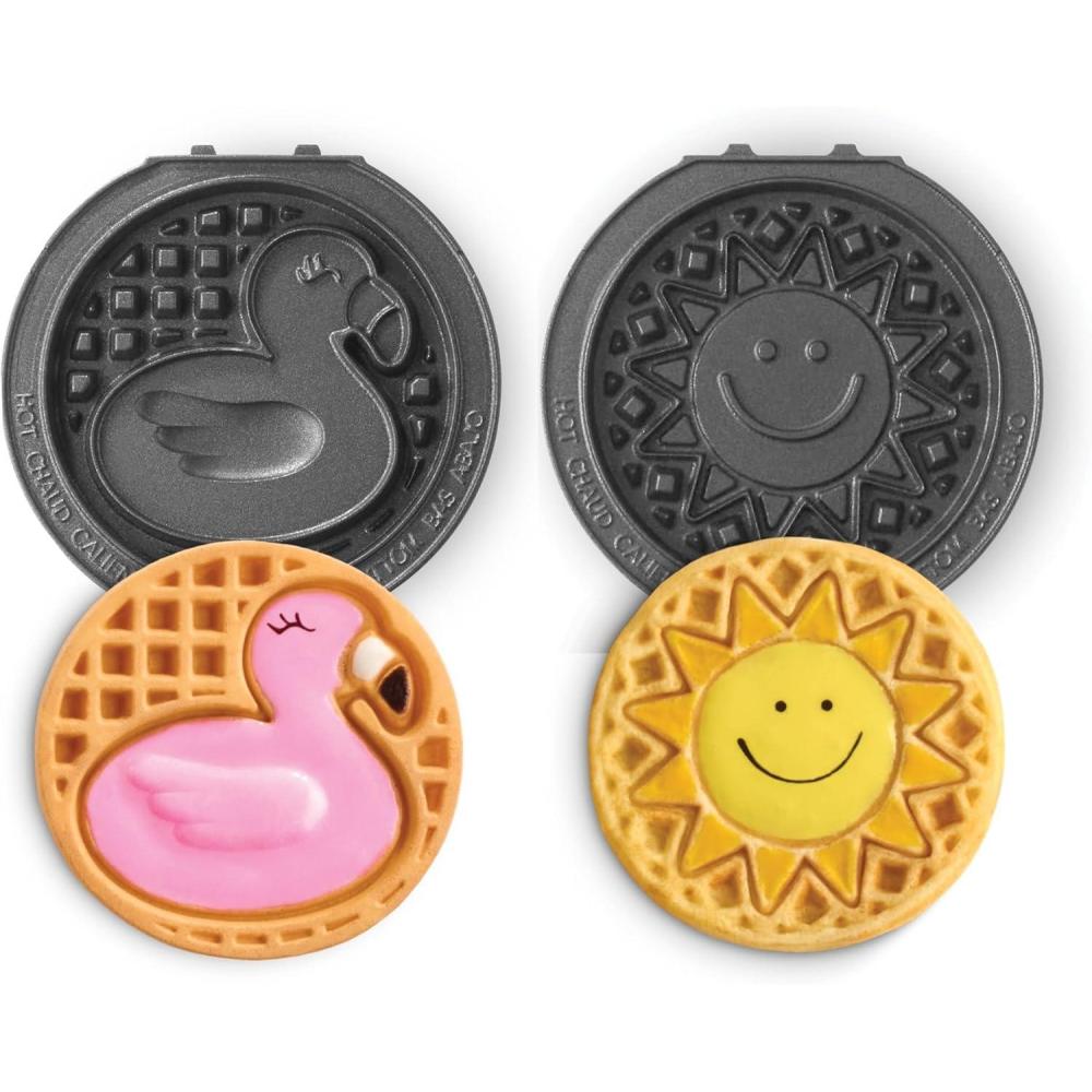 imageDisney Dash MultiMaker Mini System Removable Plate Sets EasytoSwap Plates for Your Waffle Maker Set of 2 Moana ampamp Pua DesignFlamingo Sun
