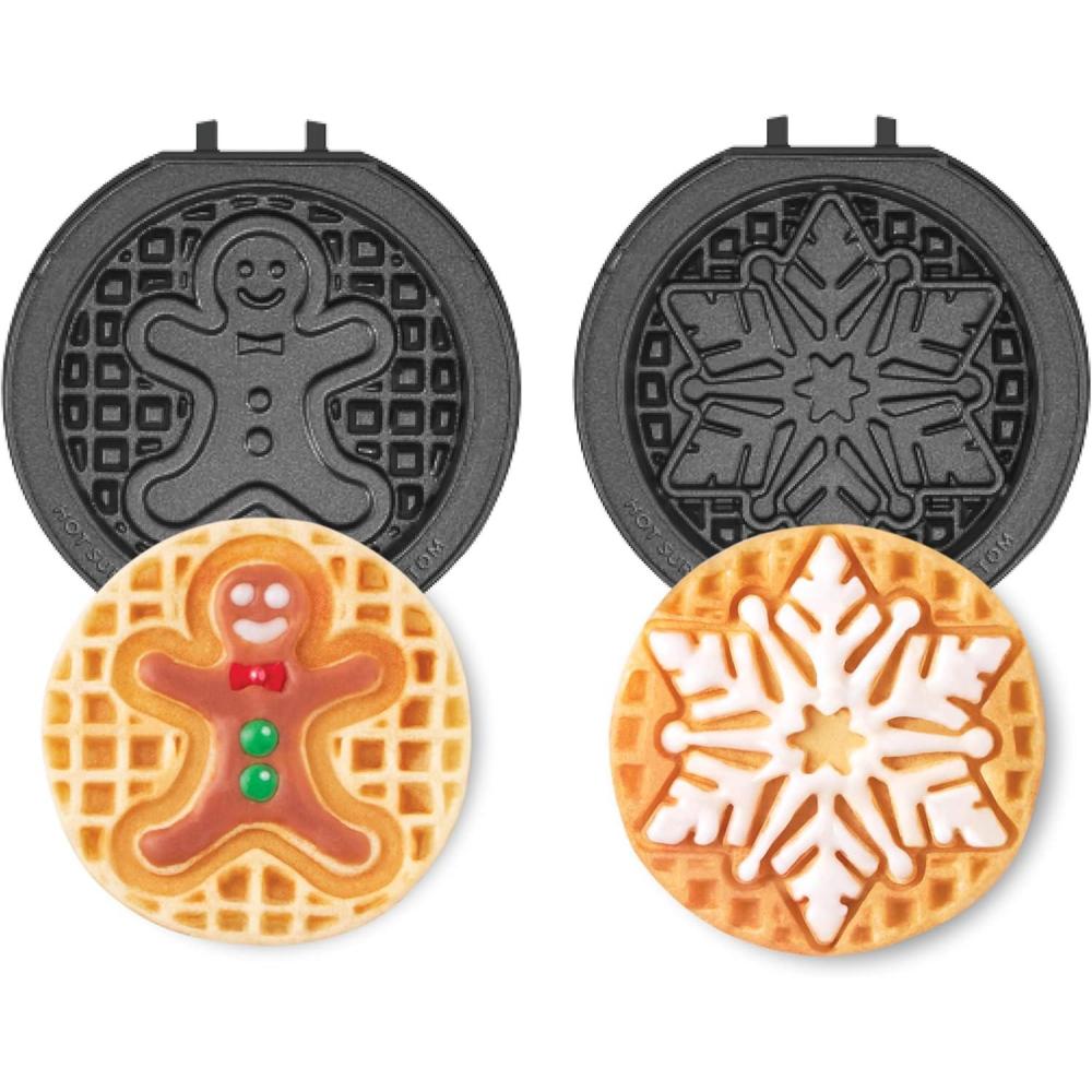 imageDisney Dash MultiMaker Mini System Removable Plate Sets EasytoSwap Plates for Your Waffle Maker Set of 2 Moana ampamp Pua DesignGingerbread Snowflake