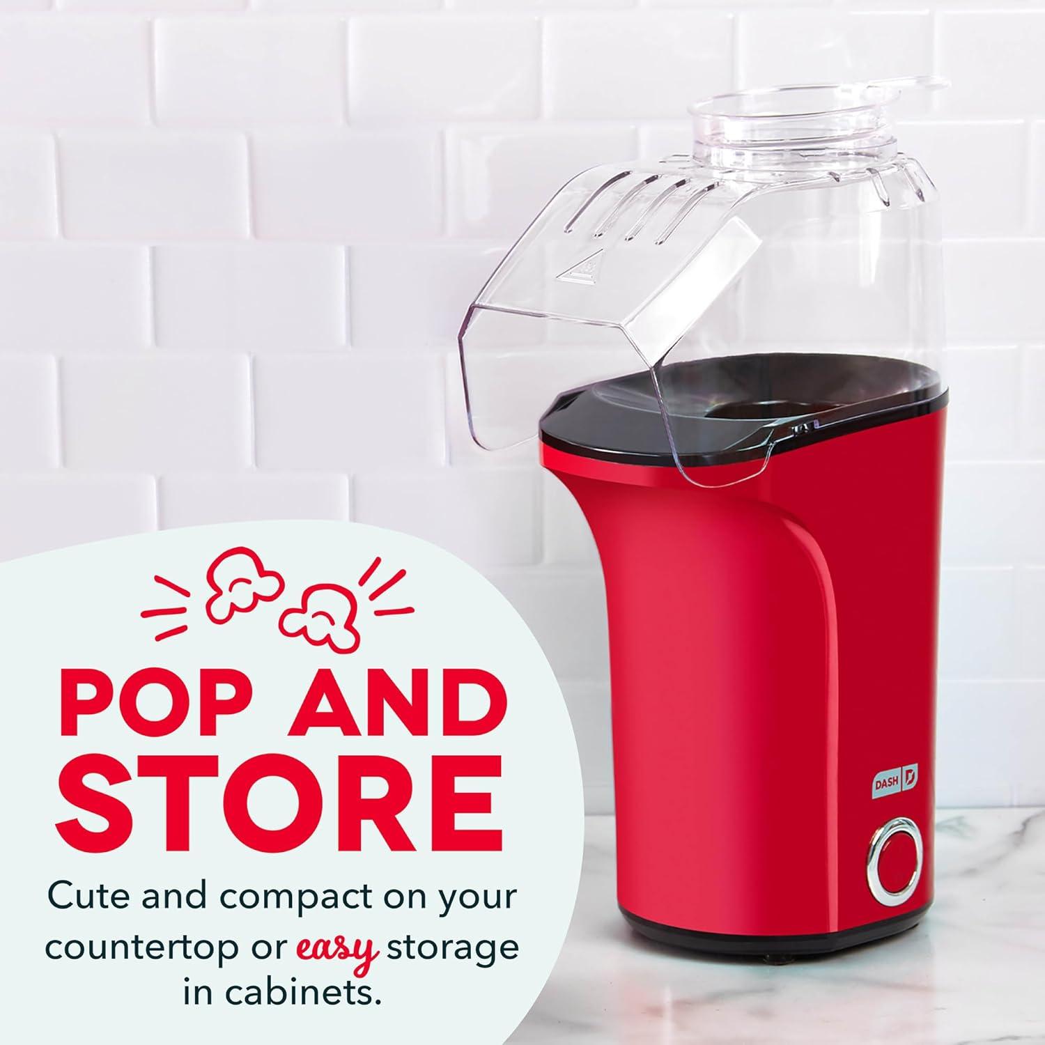 imageDisney Dash Fresh Pop Popcorn Maker OilFree Air Popcorn Popper With Measuring Cup ampamp Recipe Guide Perfect for Movie Nights 16 Cups Mickey ampamp Minnie DesignRed