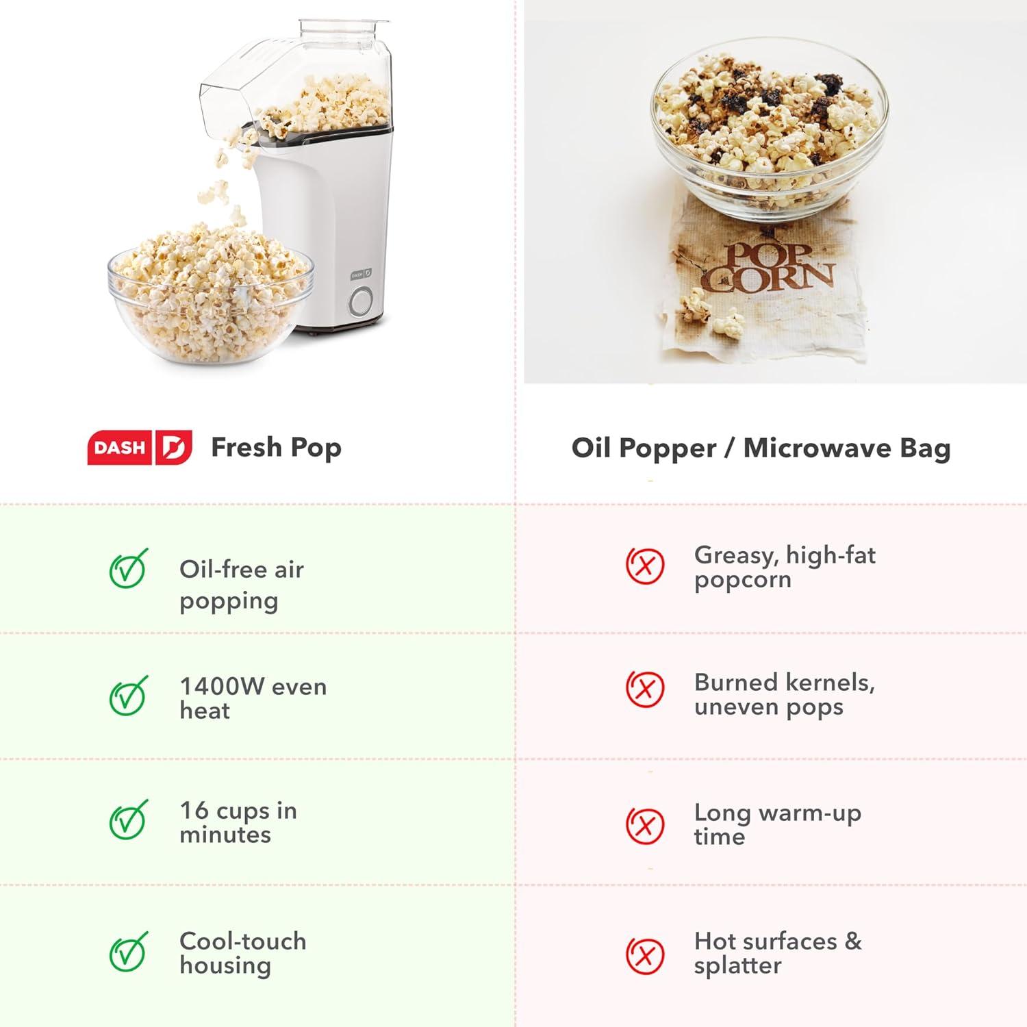 imageDisney Dash Fresh Pop Popcorn Maker OilFree Air Popcorn Popper With Measuring Cup ampamp Recipe Guide Perfect for Movie Nights 16 Cups Mickey ampamp Minnie DesignWhite