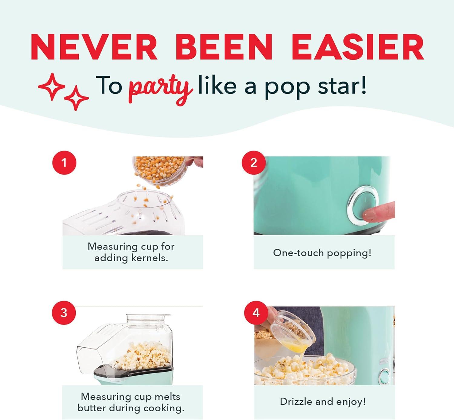 imageDisney Dash Fresh Pop Popcorn Maker OilFree Air Popcorn Popper With Measuring Cup ampamp Recipe Guide Perfect for Movie Nights 16 Cups Mickey ampamp Minnie DesignRed