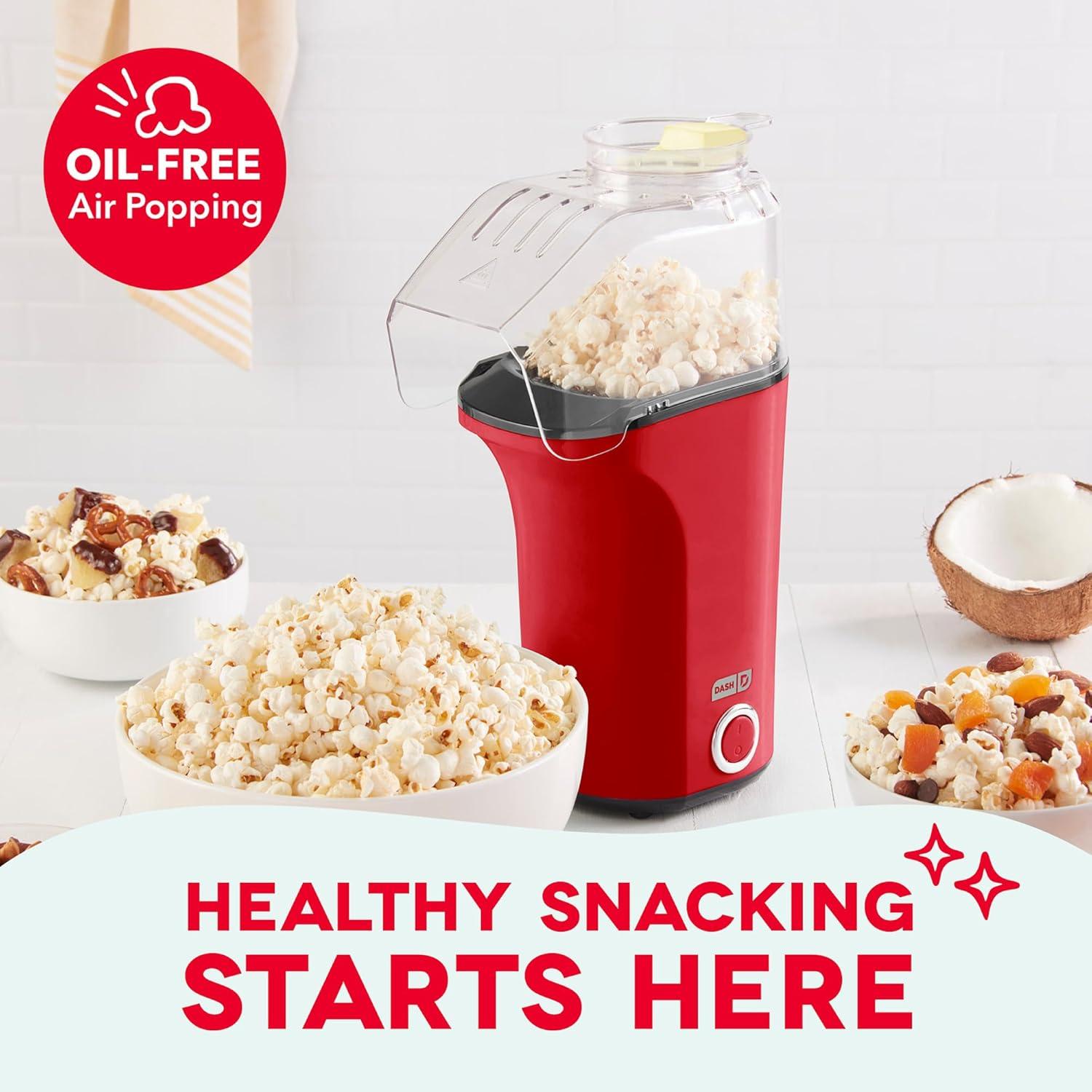 imageDisney Dash Fresh Pop Popcorn Maker OilFree Air Popcorn Popper With Measuring Cup ampamp Recipe Guide Perfect for Movie Nights 16 Cups Mickey ampamp Minnie DesignRed