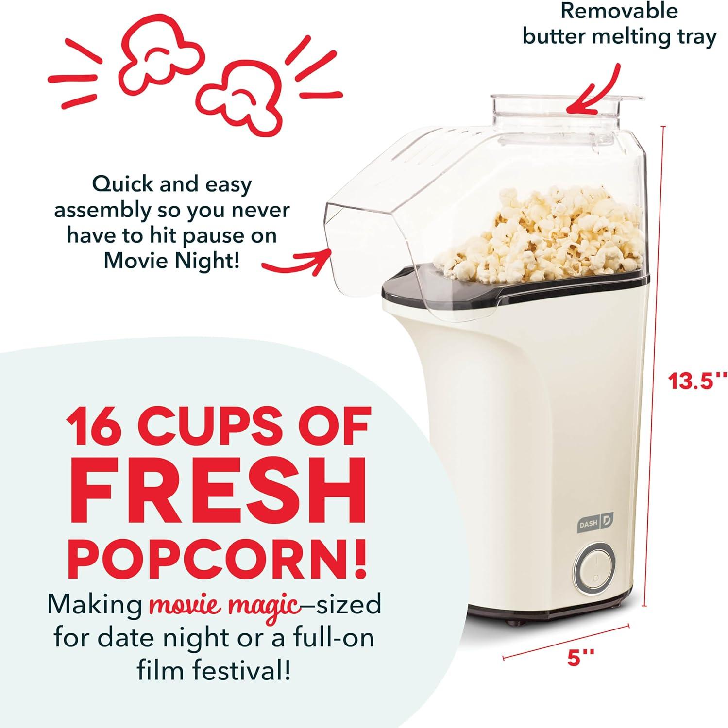 imageDisney Dash Fresh Pop Popcorn Maker OilFree Air Popcorn Popper With Measuring Cup ampamp Recipe Guide Perfect for Movie Nights 16 Cups Mickey ampamp Minnie DesignOff White