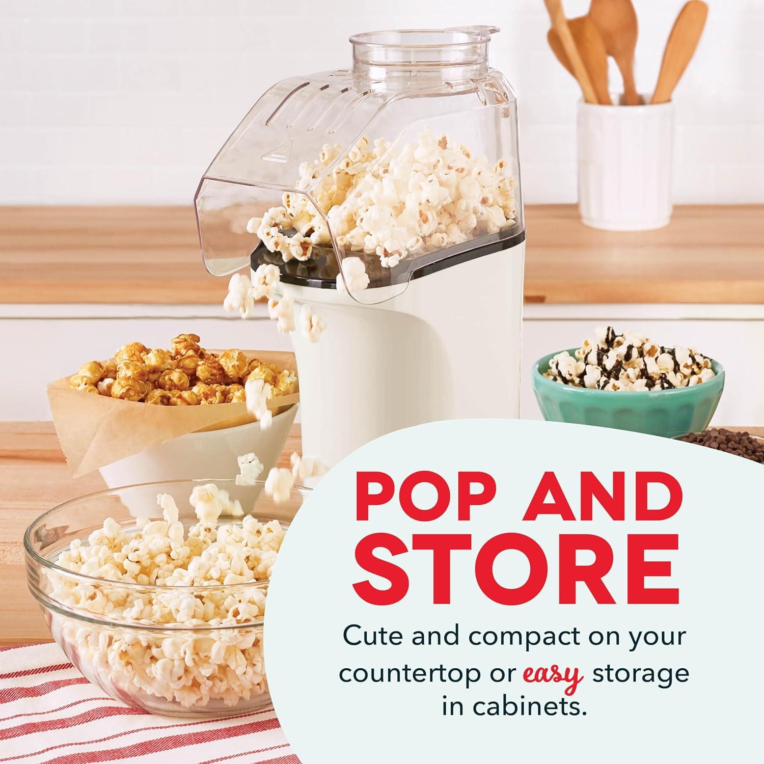 imageDisney Dash Fresh Pop Popcorn Maker OilFree Air Popcorn Popper With Measuring Cup ampamp Recipe Guide Perfect for Movie Nights 16 Cups Mickey ampamp Minnie DesignOff White