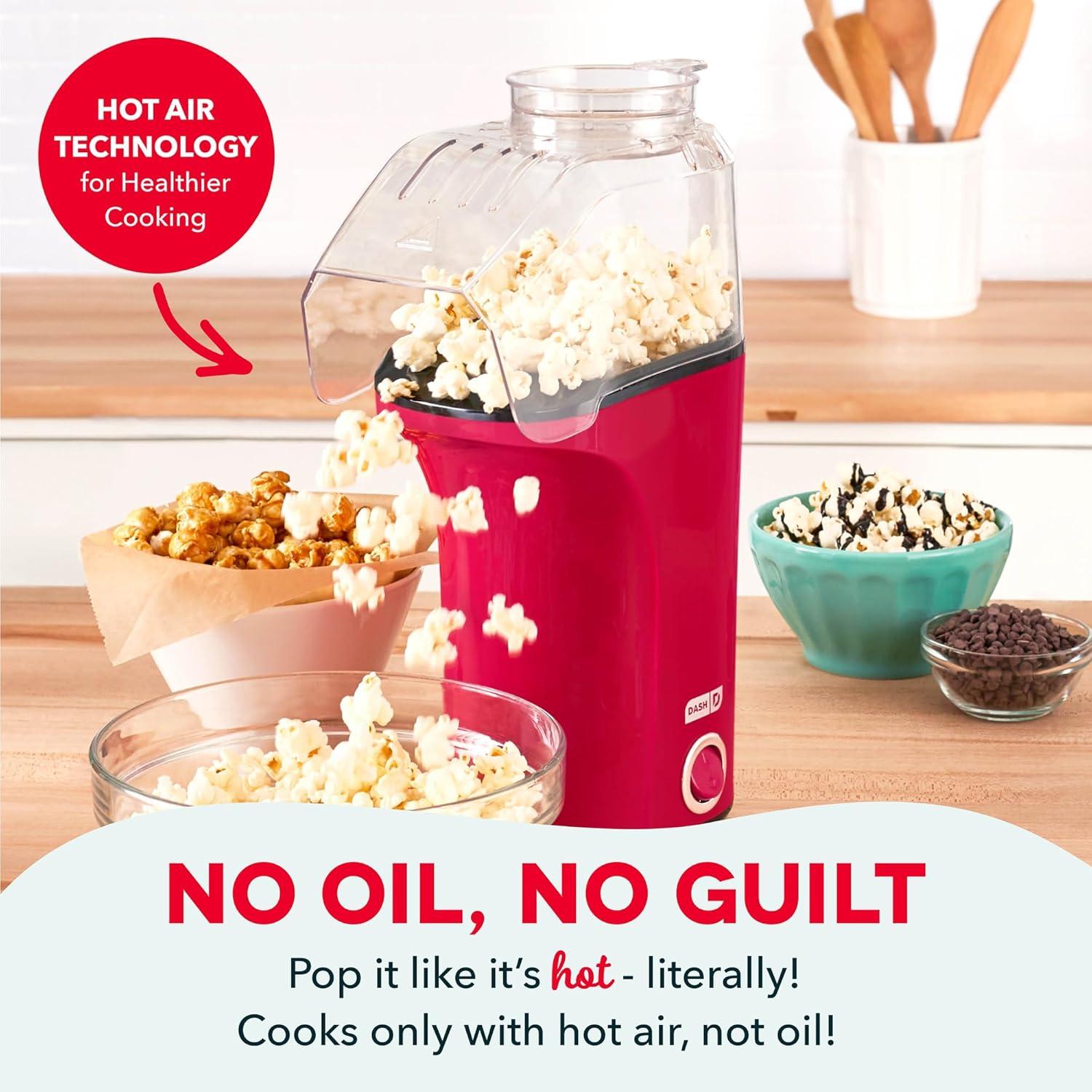 imageDisney Dash Fresh Pop Popcorn Maker OilFree Air Popcorn Popper With Measuring Cup ampamp Recipe Guide Perfect for Movie Nights 16 Cups Mickey ampamp Minnie DesignRed