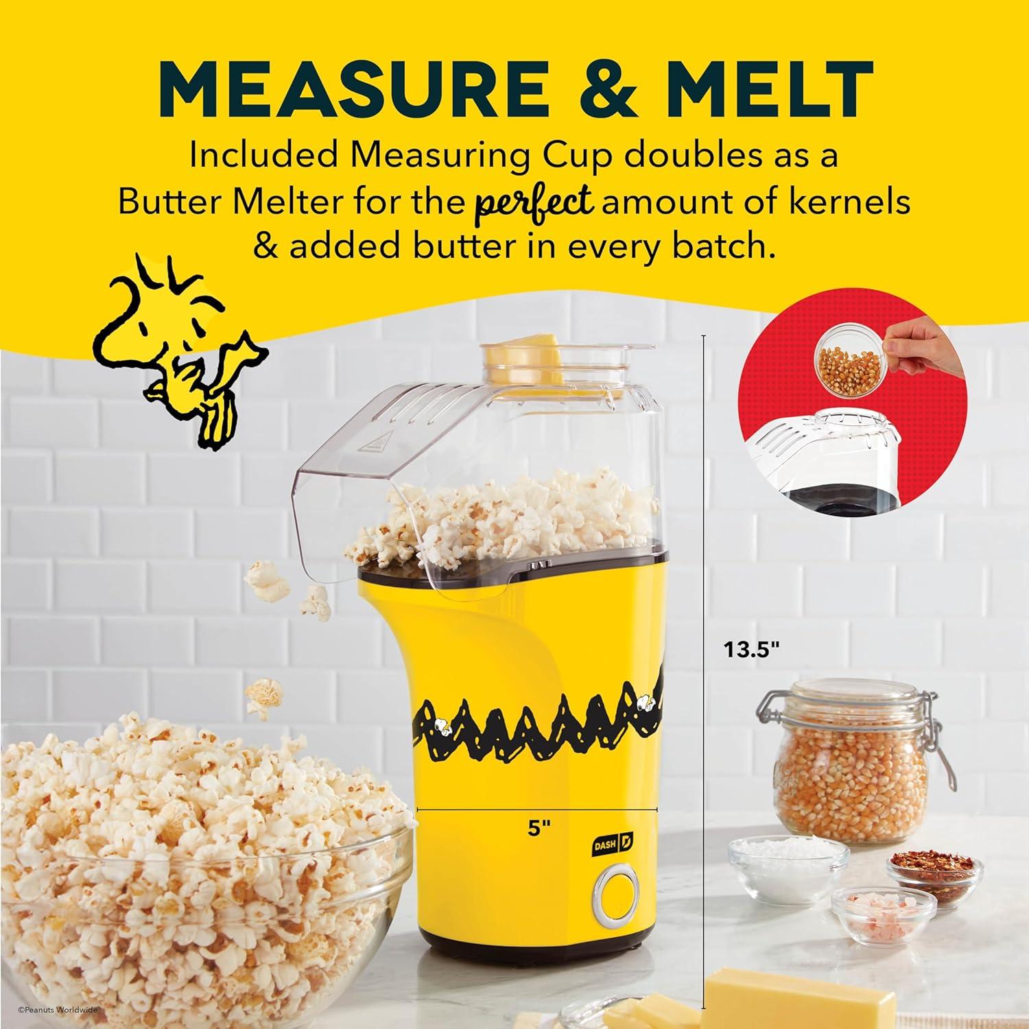 imageDisney Dash Fresh Pop Popcorn Maker OilFree Air Popcorn Popper With Measuring Cup ampamp Recipe Guide Perfect for Movie Nights 16 Cups Mickey ampamp Minnie DesignPeanuts Yellow Black